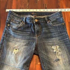 Kut from the Kloth Distressed High Rise Jeans - Dark Blue